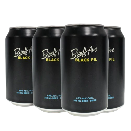 BANFF AVE BLACK PILSNER 355ML 6PK CAN @ MacTaggart [1012336]