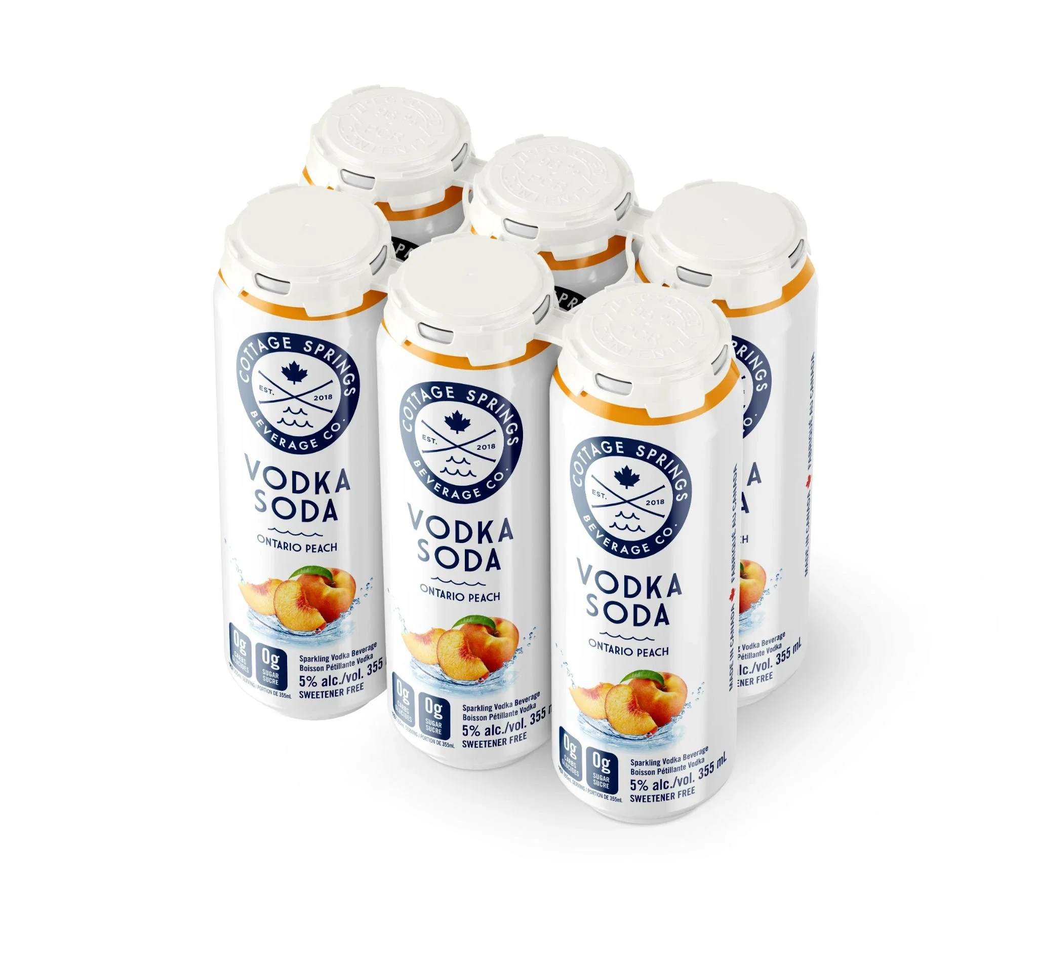 COTTAGE SPRINGS VODKA SODA PEACH 355ML 6PK CAN @ MacTaggart [1009891]