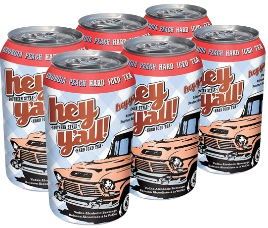 HEY YALL HARD ICED TEA GEORGIA PEACH 341ML 6PK CAN @ Saskatoon [1002625]