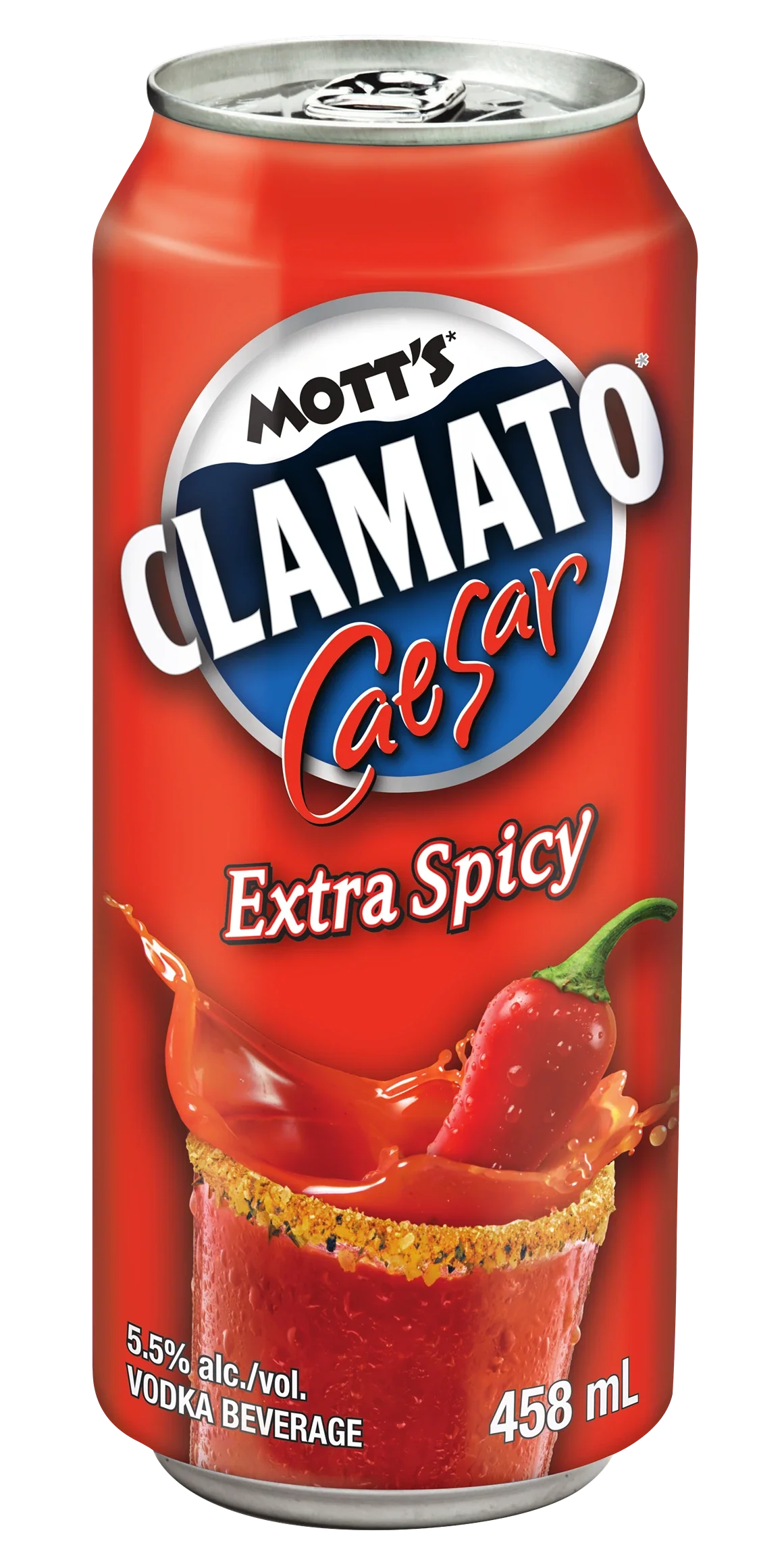 MOTTS CLAMATO CAESAR EXTRA SPICY 458ML CAN @ Deerfoot Meadows [1004535]