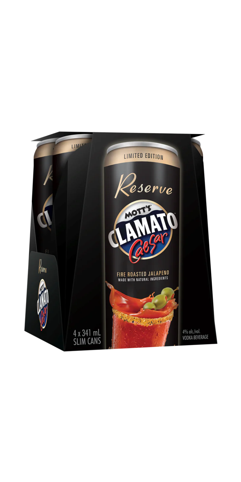 MOTTS CLAMATO CAESAR RESERVE 341ML 4PK CAN @ MacTaggart [1038919]