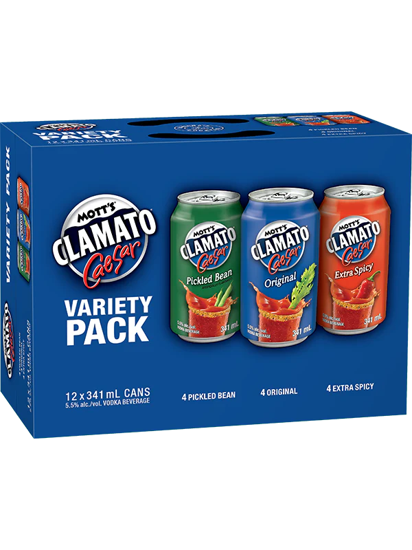MOTTS CLAMATO VARIETY 341ML 12PK CAN @ MacTaggart [1045556]