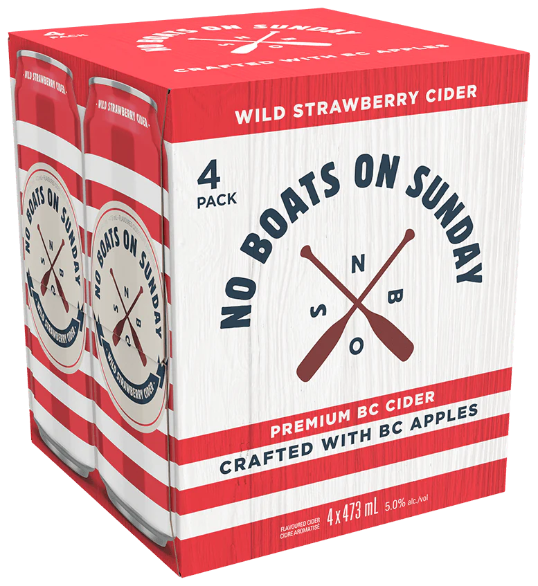 NO BOATS ON SUNDAY WILD STRAWBERRY CIDER 473ML 4PK CAN @ MacTaggart [1045538]
