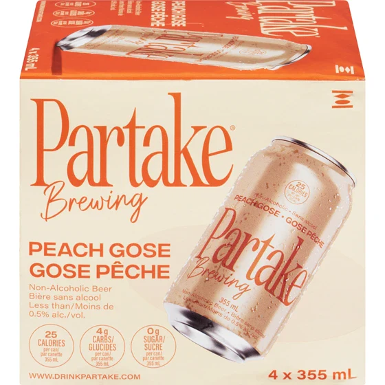 PARTAKE NON ALC PEACH GOSE 355ML 4PK CAN @ MacTaggart [1047688]
