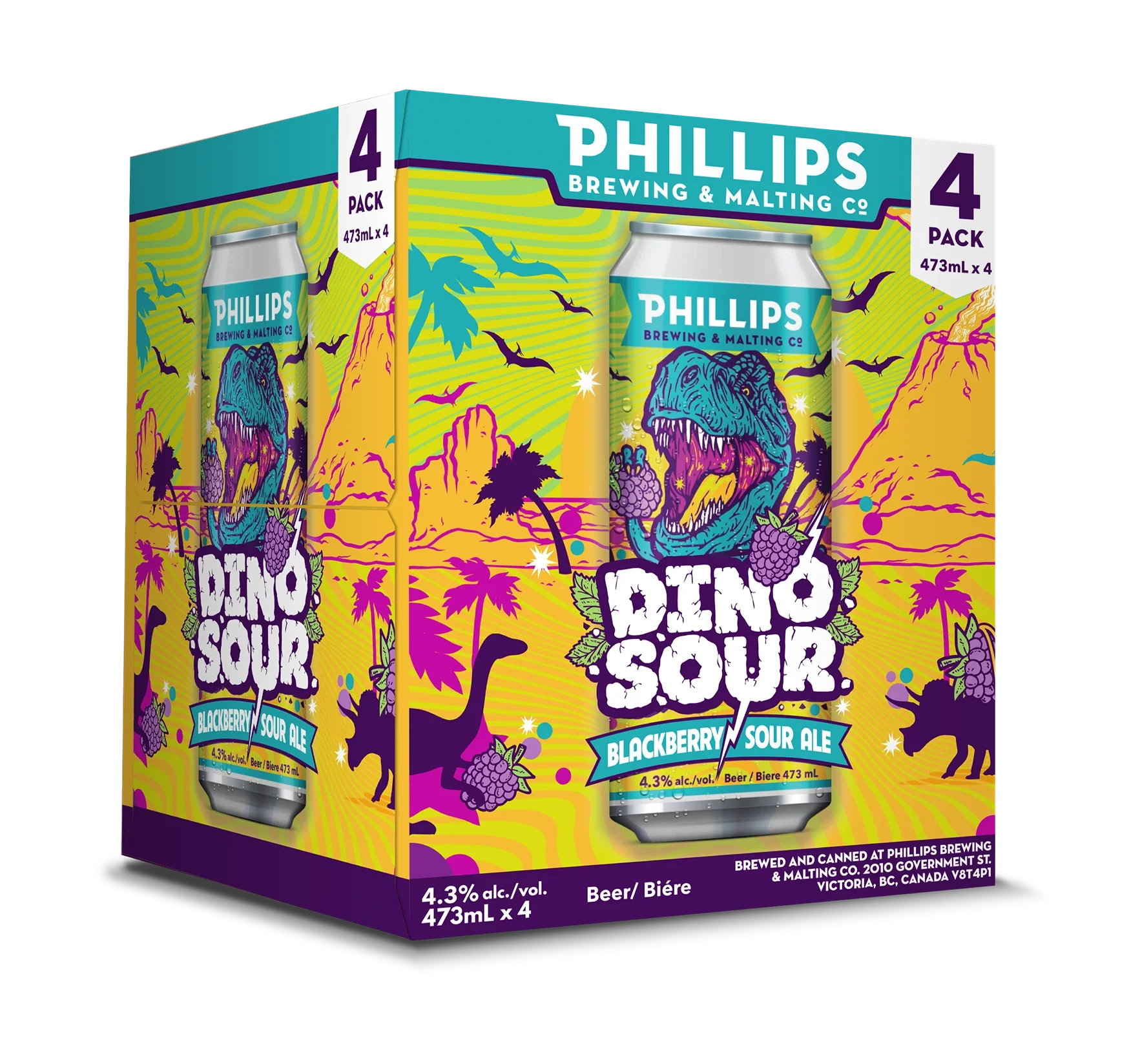 PHILLIPS DINOSOUR BLACKBEERY SOUR ALE 473ML 4PK CAN @ MacTaggart [1009820]