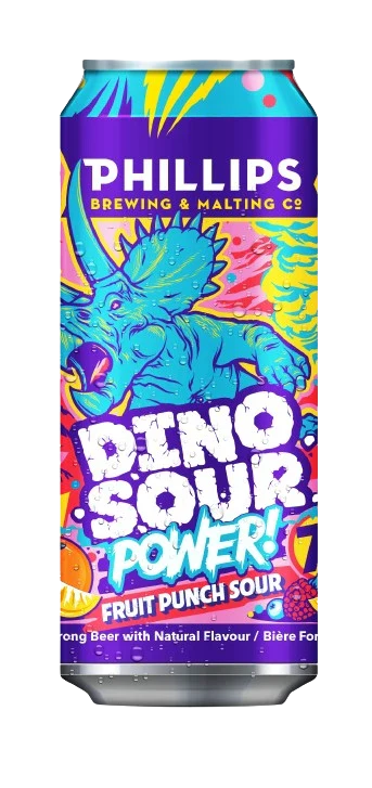 PHILLIPS DINOSOUR POWER TROPICAL PUNCH SOUR 473ML CAN @ MacTaggart [1051608]