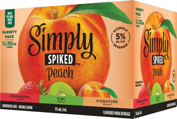 SIMPLY SPIKED PEACH VARIETY PACK 355ML 12PK CAN @ MacTaggart [1051032]