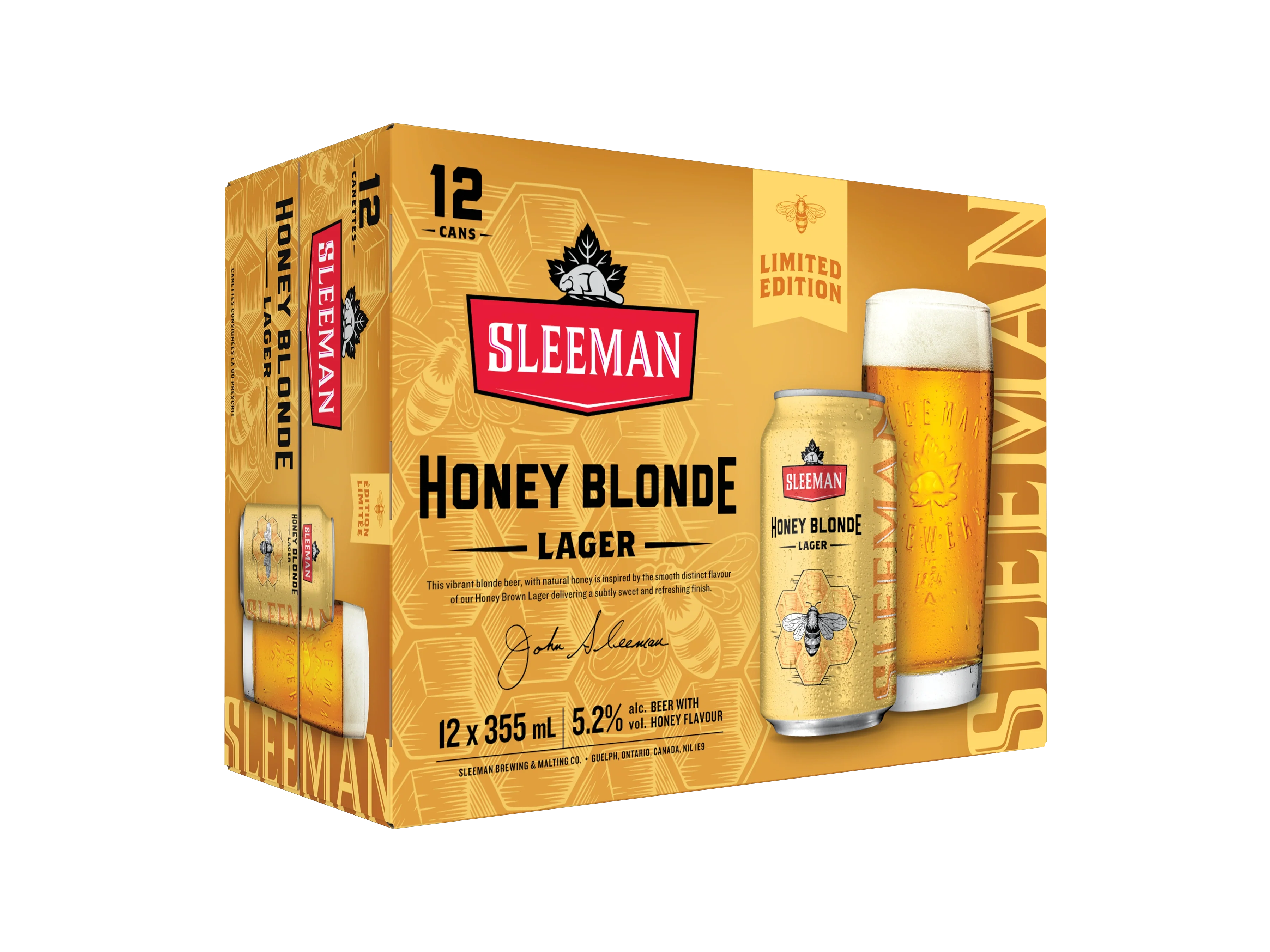 SLEEMAN HONEY BLONDE LAGER 355ML 12PK CAN @ MacTaggart [1056562]