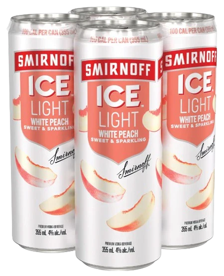 SMIRNOFF ICE LIGHT PEACH SODA 355ML 4PK CAN @ MacTaggart [1002408]