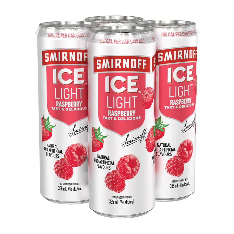 SMIRNOFF ICE LIGHT RASPBERRY 355ML 4PK CAN @ Deerfoot Meadows [1002129]