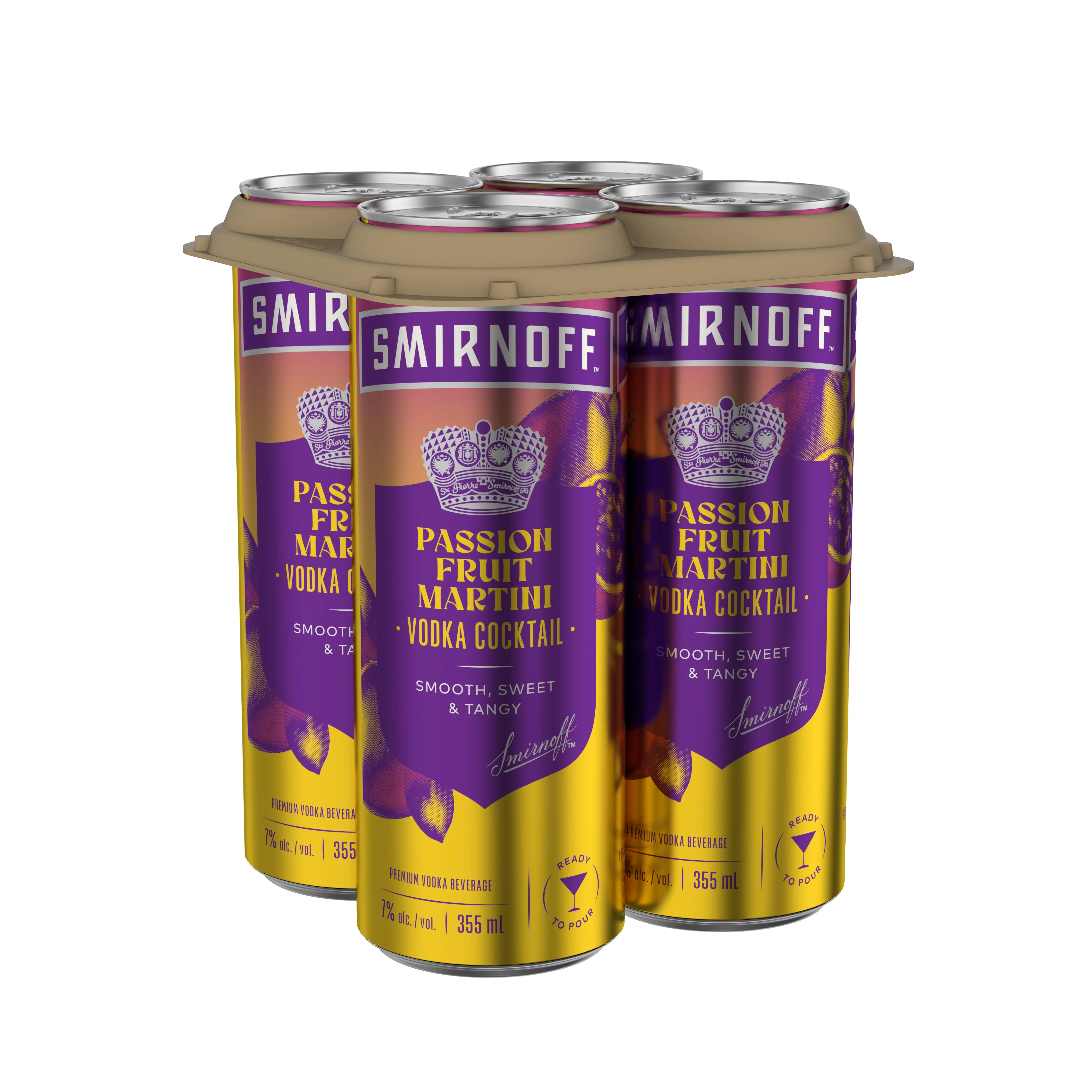 SMIRNOFF PASSIONFRUIT MARTINI VODKA COCKTAIL 355ML 4PK CAN @ MacTaggart [1055812]