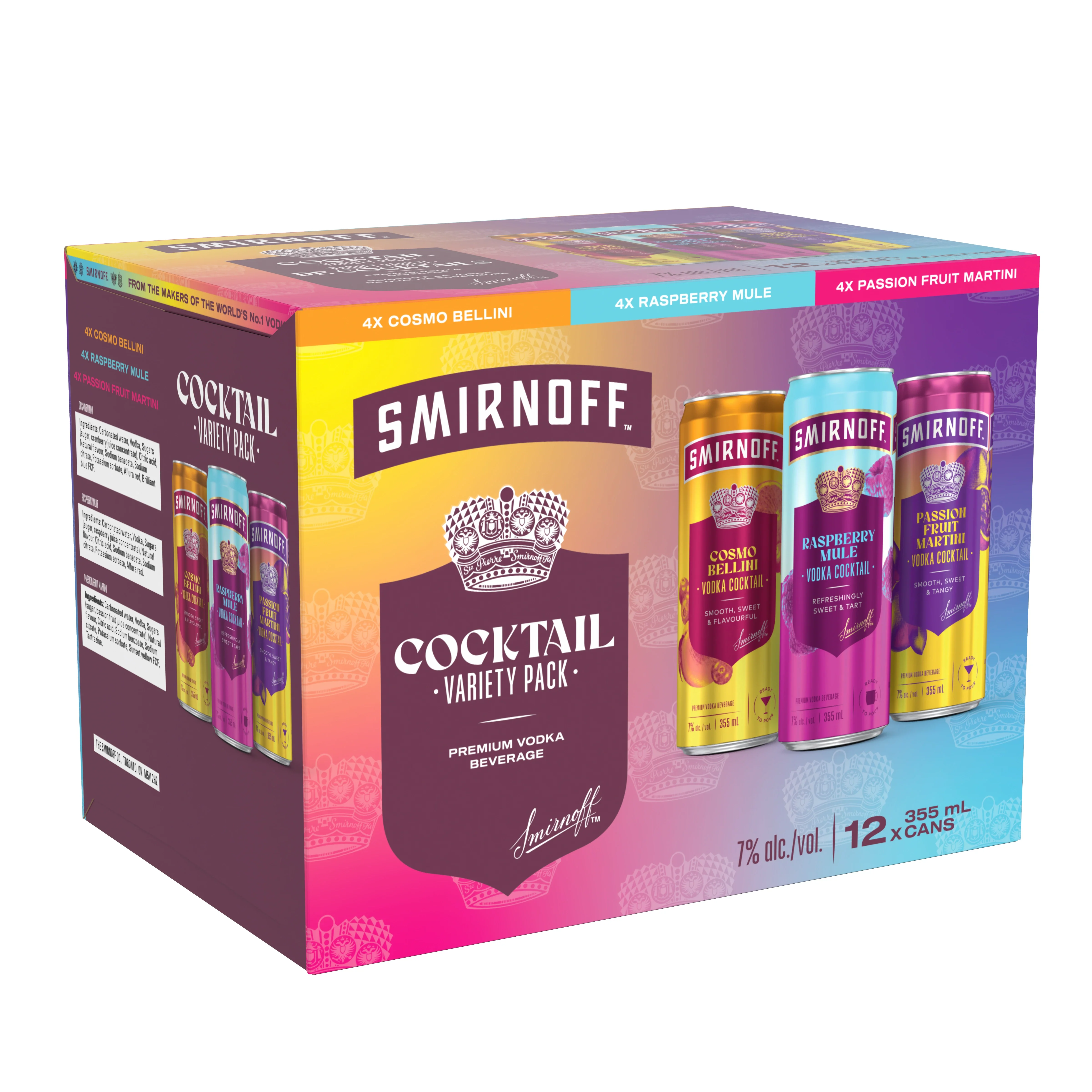 SMIRNOFF VODKA COCKTAIL VARIETY PACK 355ML 12PK CAN @ MacTaggart [1055814]