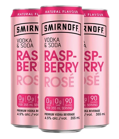 SMIRNOFF VODKA & SODA RASPBERRY ROSE 355ML 4PK CAN @ Regina [1023296]