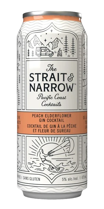 STRAIT & NARROW PEACH ELDERFLOWER GIN COCKTAIL 473ML CAN @ MacTaggart [1051620]