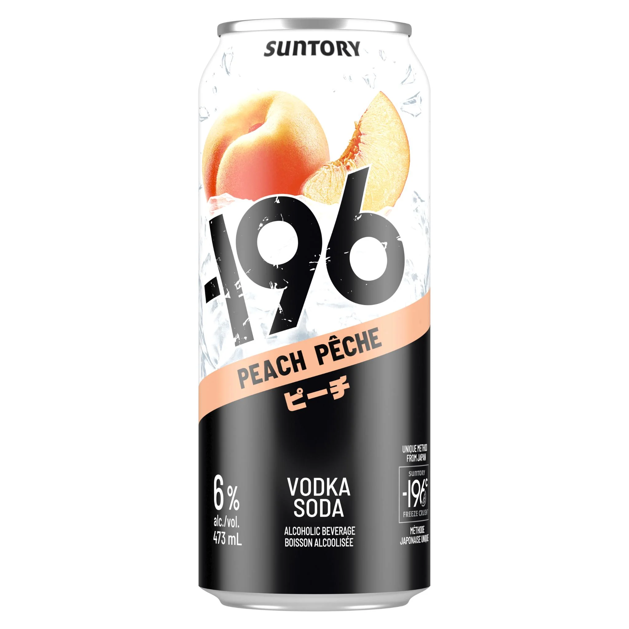 SUNTORY -196 PEACH VODKA SODA 473ML CAN @ Deerfoot Meadows [1071501]