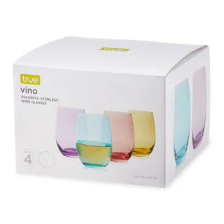 TRUE VINO COLOURFUL STEMLESS WINE GLASSES 4PK @ Windermere [1061122]