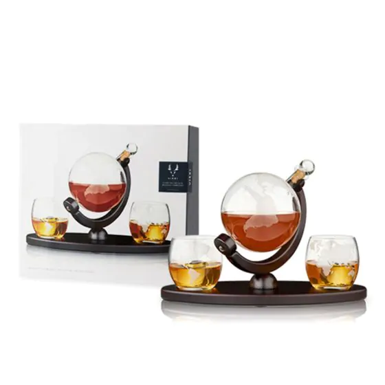 VISKI GLOBE DECANTER & WHISKEY TUMBLERS SET @ Deerfoot Meadows [1032637]