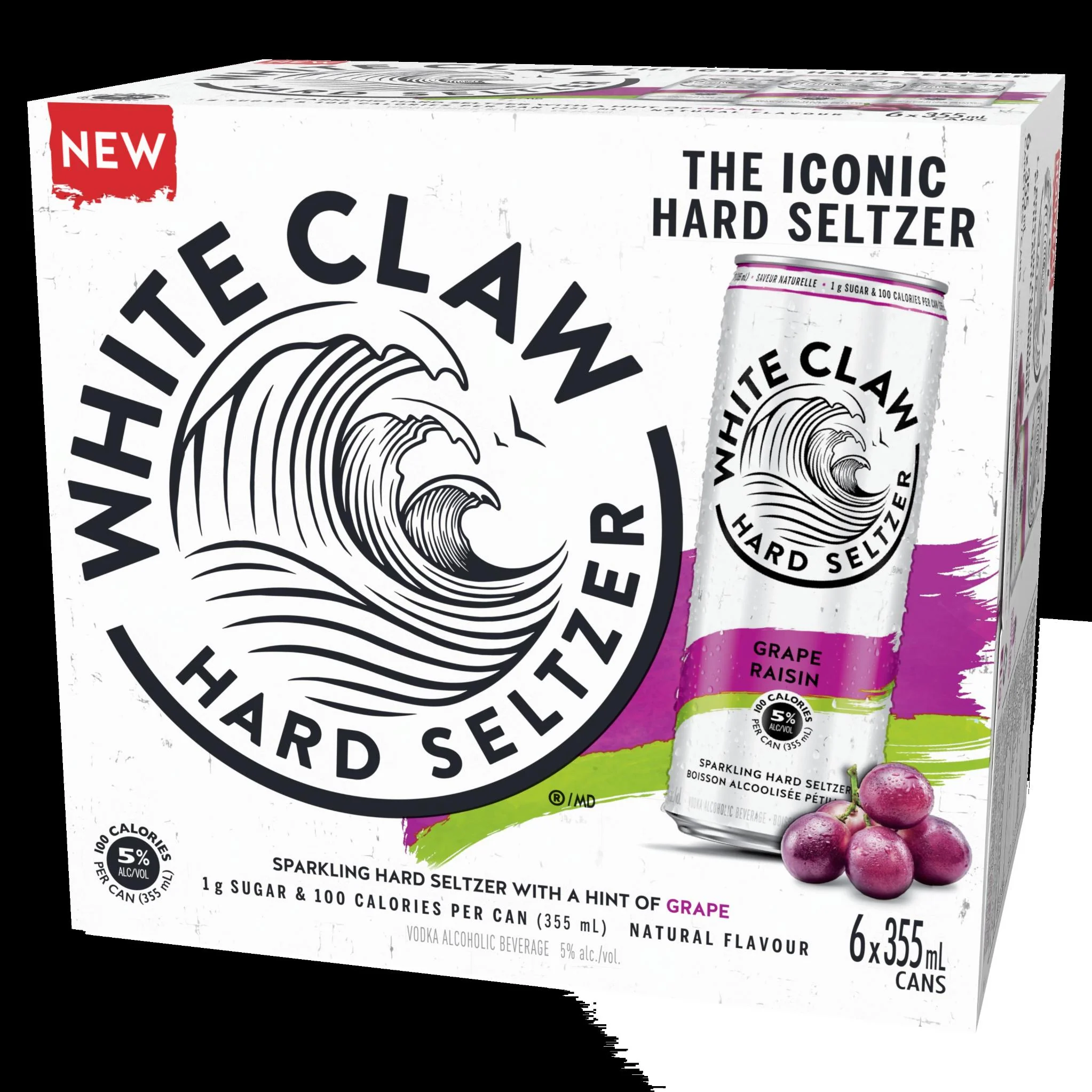 WHITE CLAW HARD SELTZER GRAPE 355ML 6PK CAN @ Sage Hill [1071780]