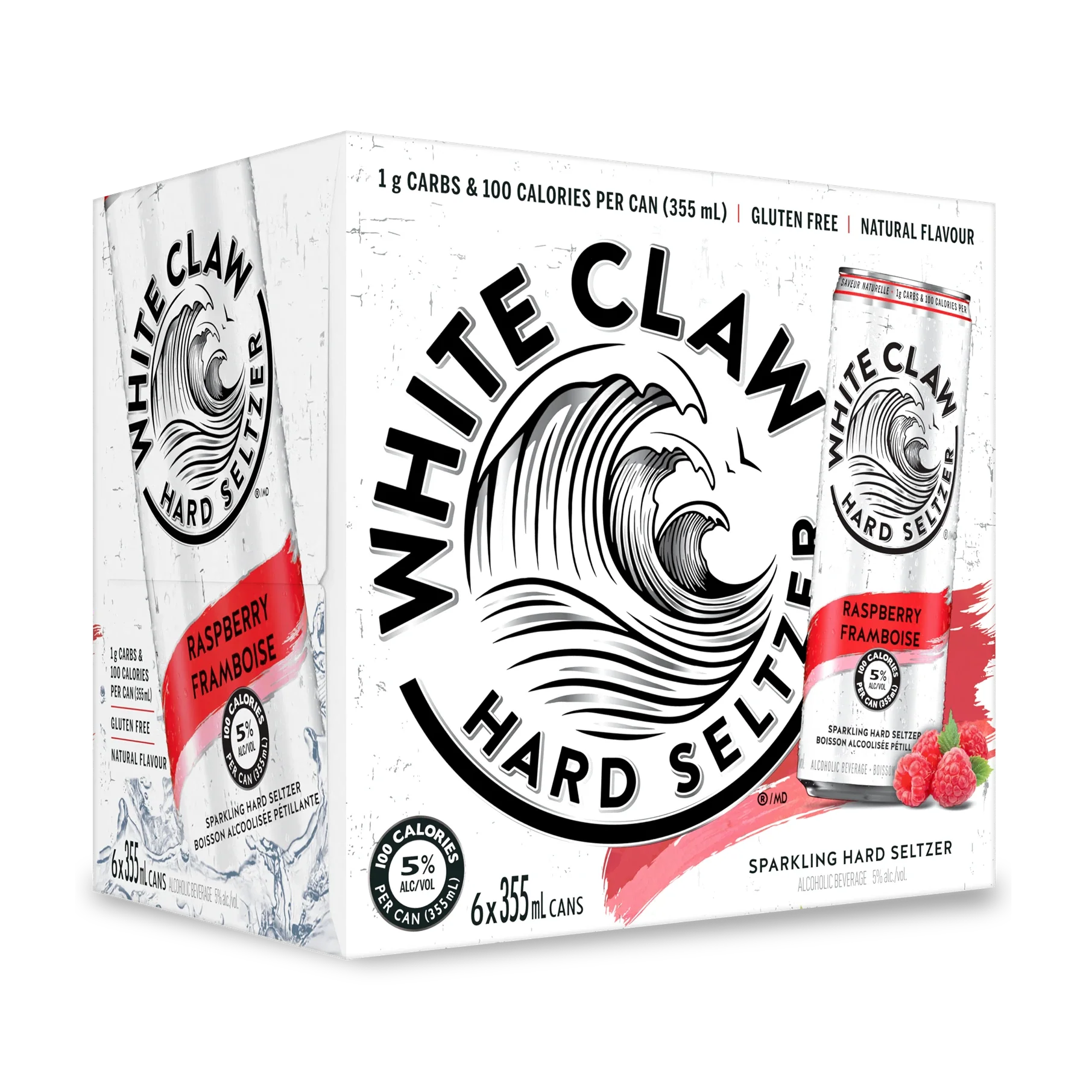 WHITE CLAW HARD SELTZER RASPBERRY 355ML 6PK CAN @ Deerfoot Meadows [1029995]