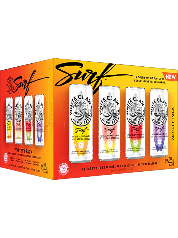WHITE CLAW HARD SELTZER SURF MIXER 355ML 12PK CAN @ Deerfoot Meadows [1045529]